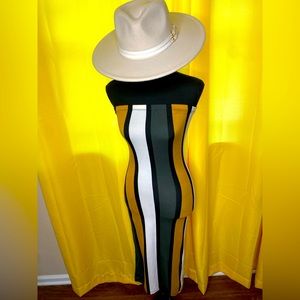 5 for $20 BUNDLE DEAL Sexy Fitted Green Gold and Black Strapless Midi Dress